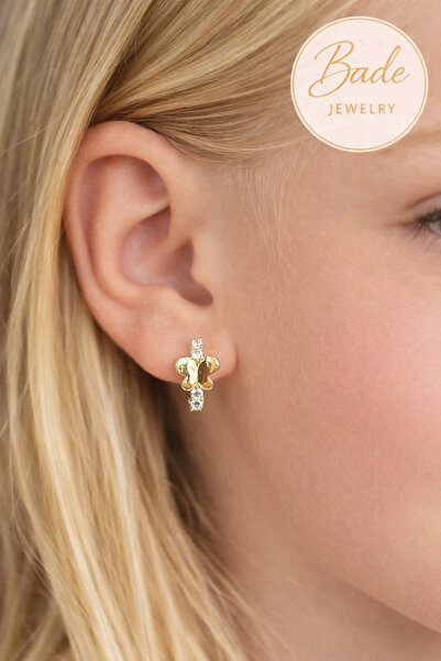 Xuping Rhinestone Butterfly Ring Children Earring Unshaded Hypoallergenic (1cm Diameter)