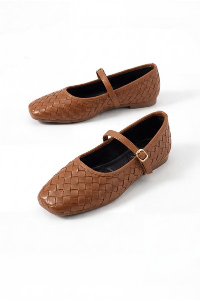 Bufu Petek Women's Summer Comfortable Daily Straw Pattern Ballerinas