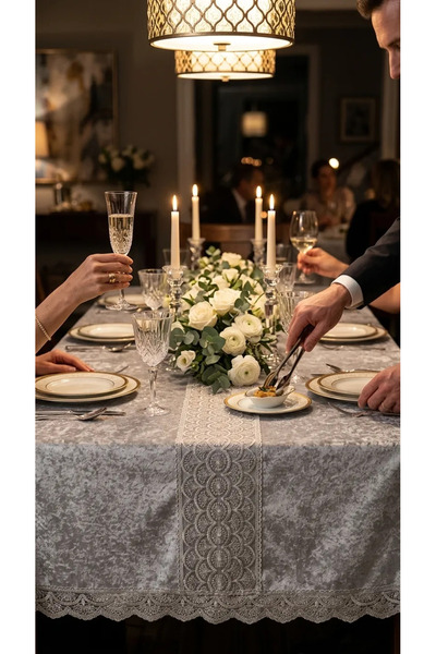 VELANORA HOME 160 X 260 cm Stain-Resistant Tablecloth Suitable for 8 and 12 P...