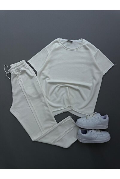 Baycombine35 Unisex Sweatpants with Stitching Detail - Laser Cut Short Sleeve...