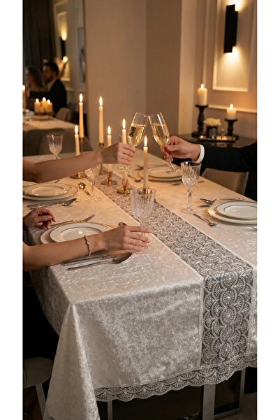 VELANORA HOME 160 X 260 cm Stain-Resistant Tablecloth Suitable for 8 and 12 P...