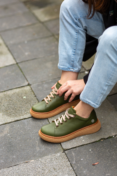 Mammamia 0775 Hakiki Deri Bağcıklı Günlük Sneaker Ayakkabı