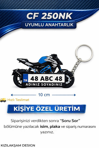 KIZILAKŞAM CF MOTO 250NK Motosiklet Uyumlu Kişiye Özel Hediyelik Motor Plaka ...