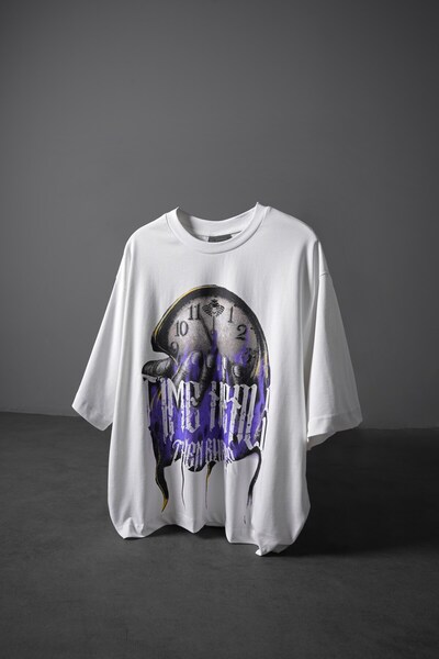 Slatra Ανδρικό μπλουζάκι με στάμπα White Time Heals Oversize