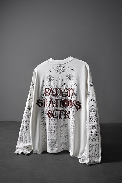 Slatra Tricou alb cu mânecă lungă Shadow Of Sltr Boxy Fit pentru bărbați