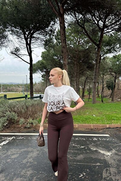 Moda Asrın Beli Büzgülü İspanyol Paça Tayt