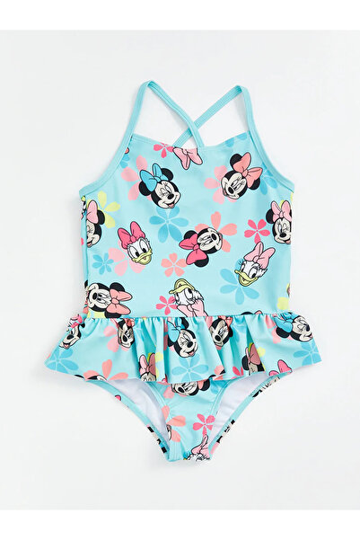 LC Waikiki LCW Kids Mavi Minnie Mouse Baskılı Kız Çocuk Mayo