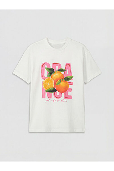 LC Waikiki RMZ GİYİM FARKIYA تي شيرت بناتي مطبوع بياقة روبا