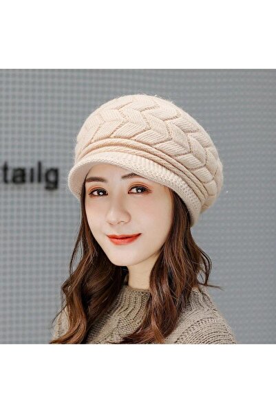 valkyrie Жіноча в'язана шапка, м'яка зимова шапка-біні з козирком, шапка-розп...