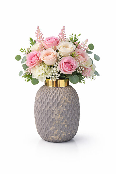 mysecrethome Gold Detaylı Siyah Dekoratif Vazo 25x16 cm | Modern Lüks Salon &...