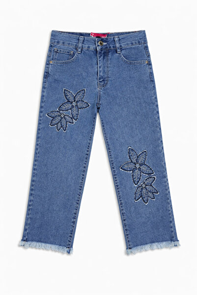 CQCQ Girl's Floral Embroidered Jean Trousers