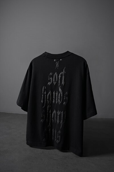 Slatra Ανδρικό μπλουζάκι μαύρο με στάμπα Sharp Sin Embossed Box Fit