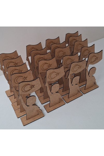 Ebrulisler 20 Pieces of Turkish Flag Children's Wooden Painting Activity May 19Th Family Participation