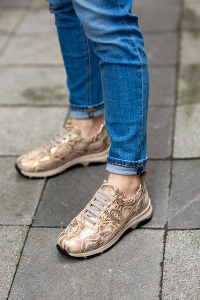 Mammamia 03575 Hakiki Deri Yılan Baskı Desenli Kadın Sneaker