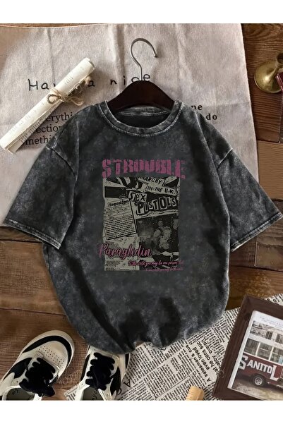 ship master Vintage Rock Printed Black T-Shirt 100% Cotton Streetwear Oversiz...