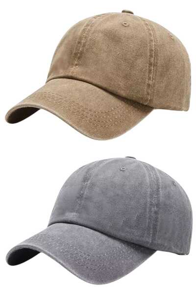Uniquetrenders Set de 2 șepci de baseball unisex, vintage, 100% bumbac, regla...