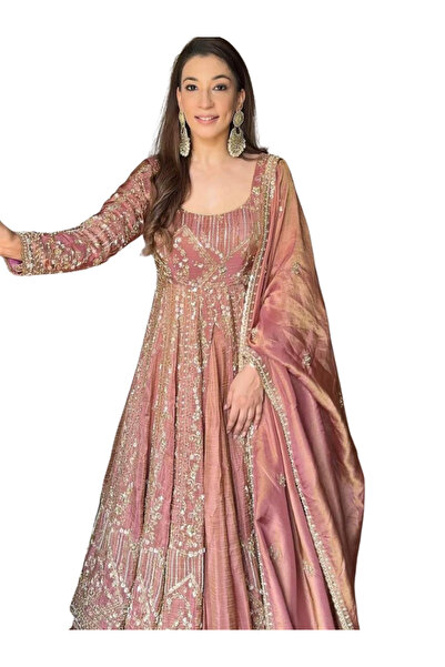 MYSMAR فستان حرير شيرشي وردي - HRT6296 - وردي