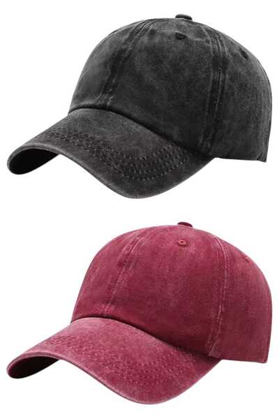 Uniquetrenders Set de 2 șepci de baseball unisex, vintage, 100% bumbac, regla...