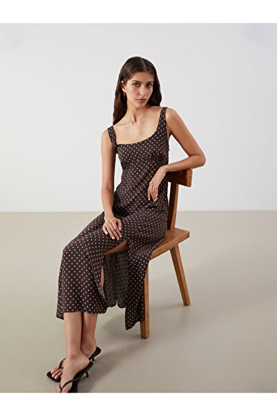 LC Waikiki Rmz Gi̇yi̇m Farkiyla U Roba Collar Polka Dot Strap Dress