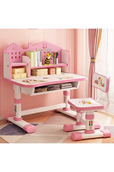 POWER Children's study desk and chair with storage drawers, cartoon-shaped re...