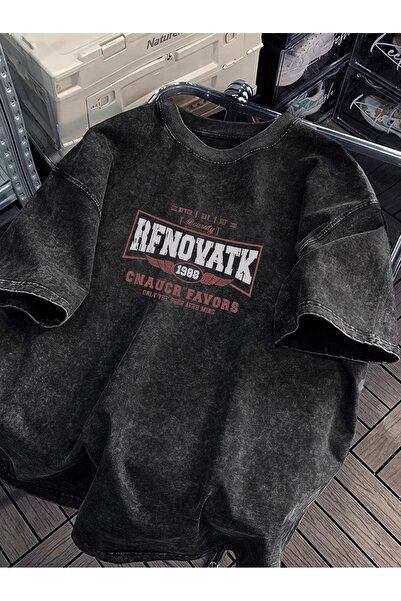 ship master Renovatik Printed Black 100% Cotton Vintage Oversize Streetwear T...