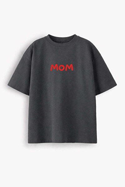 Monila تي شيرت نسائي كبير الحجم مطبوع عليه Mom من القماش الفاخر