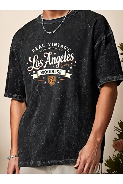 ship master Los Angeles Vintage Printed Black Men's T-Shirt 100% Cotton Stree...