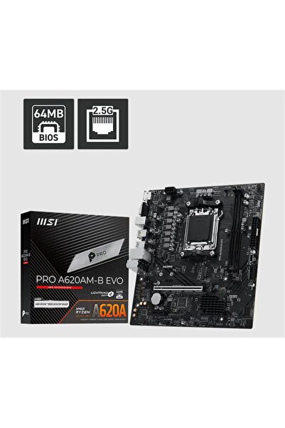 PRO A620AM-B EVO DDR5 6800MT/S 1XHDMI 1XVGA 1XM.2 USB MATX AM5 (AMD AM5 9000/8000/7000 SERİ İLE