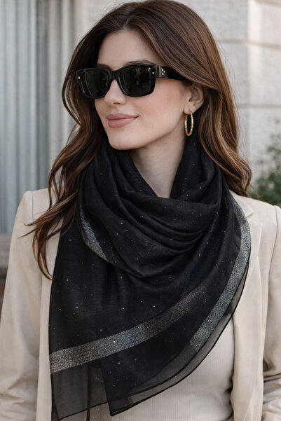 Sacce Scarves&Accessories Silk-Look Glitter Stripe Sparkling Shawl – Elegant,...