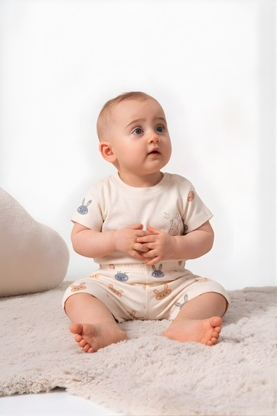 hhoneybaby طقم شورت من القطن العضوي بنسبة 100%