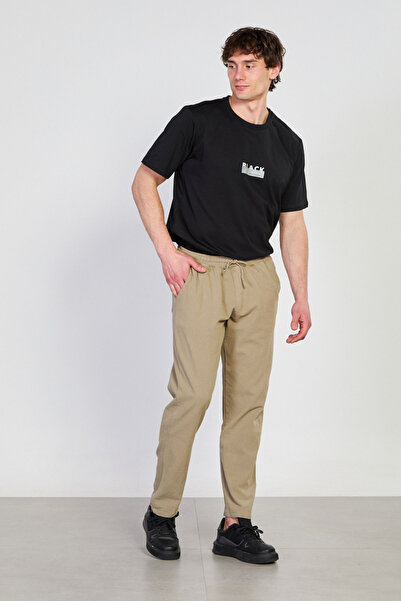 BARRELS AND OIL Men's Tie-Waist Casual Trousers - Khaki