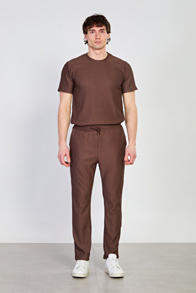 BARRELS AND OIL Ανδρικό παντελόνι με κορδόνια - Καφέ