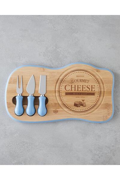 English Home Shelby Bamboo 6 Piece Cutting Board Knife Set 38X25 cm Blue (9.0...