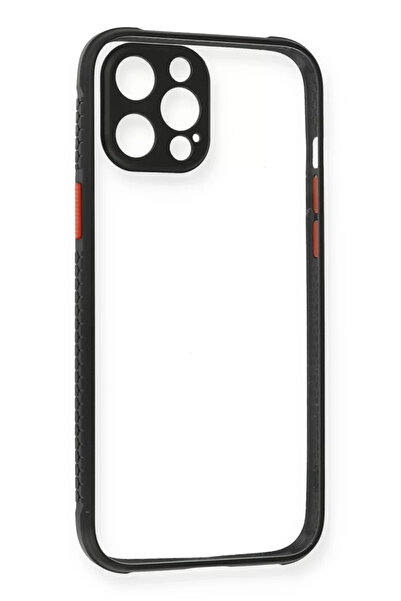 Beta Moda Hub نيوفيس حافظة آيفون 12 برو ميامي سيليكون شفاف - أسود