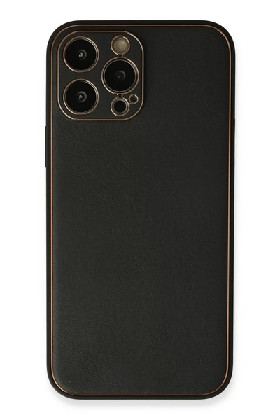 TeknoKapsül نيوفايس حافظة آيفون 13 برو ماكس من جلد كوكو وغطاء سيليكون - أسود