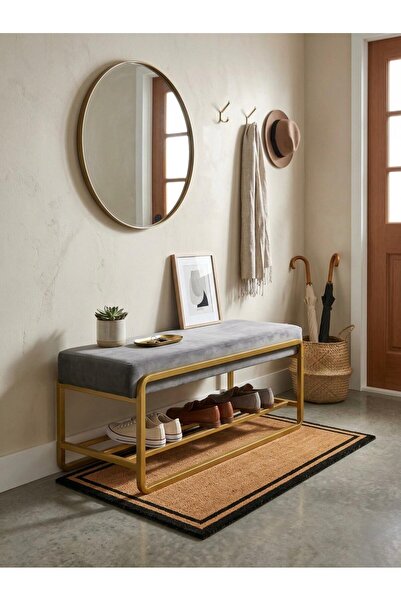 TodekHome Line Modern Bench Puf | 120 cm - Antre, Giriş Holü, Ofis İçin Şık D...
