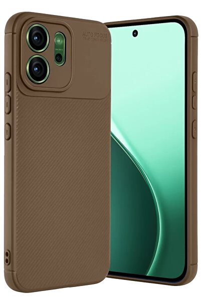 TeknoKapsül غطاء كربون أوتوماتيكي التركيز لهاتف أوبو رينو 14 إف - بني