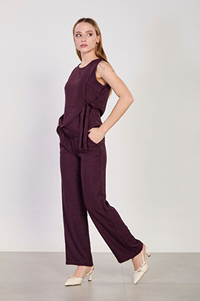 BARRELS AND OIL Women's side-tie two-piece set - plum