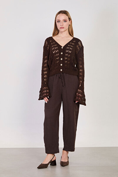 BARRELS AND OIL Women's drawstring waist carrot pants - brown