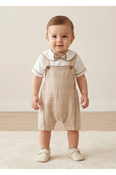 Bebezade Cotton Bow Tie Salopet Baby Boy Set 2 Pieces