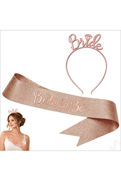 SüSLe Bebek ve Parti Bride Taç ve Bride To Be Kuşak Seti - Rose Gold