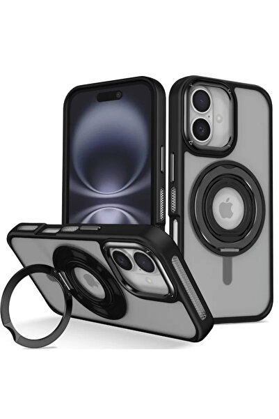 TeknoKapsül غطاء جوكو آيفون 16 بانزا ماجسيف مع حامل - أسود