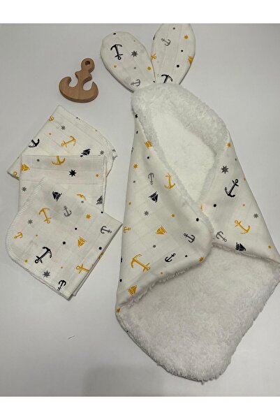 LUMİBABY BUTİK İki kat müslin ve peluş kumaş yumuşacık uyku arkadaşı seti