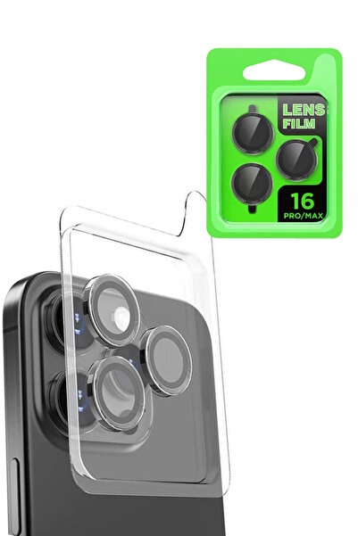 TeknoKapsül عدسة كاميرا معدنية من نيو فيس لهاتف ايفون ١٦ برو ماكس ريز - أسود