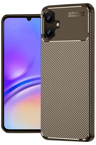 Beta Moda Hub نيوفايس حافظة سامسونج جالاكسي A06 غطاء كربون بتركيز تلقائي - بني