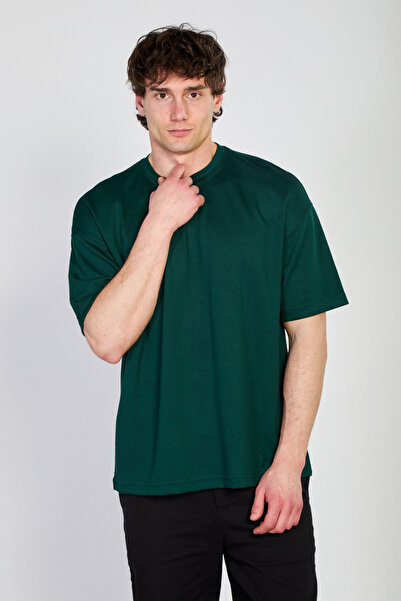 BARRELS AND OIL Men's Crew Neck Regular Fit T-Shirt - Green