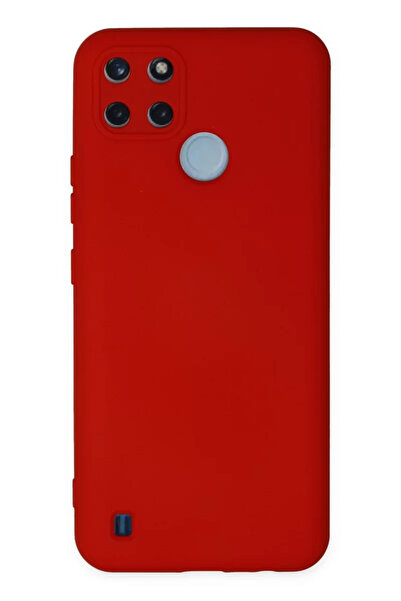 Beta Moda Hub جراب Newface Realme C25Y مصنوع من السيليكون المخملي الداخلي - أحمر