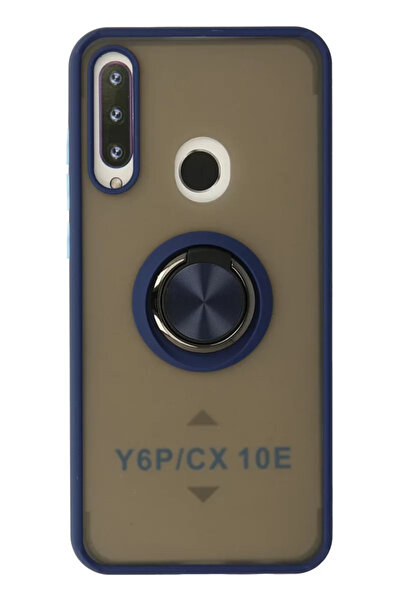 Beta Moda Hub حافظة هواوي Y6P من نيو فيس، غطاء سيليكون مونتريال مع حلقة - أزر...