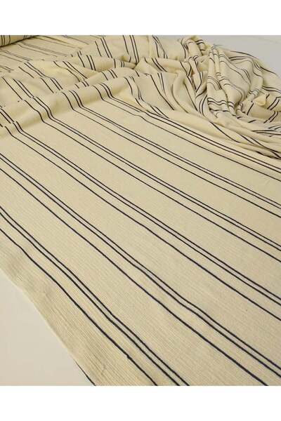 Kumaş Parça Tricotaj pliat Irmak, tricotat, cu dungi, albastru marin crem. Lă...