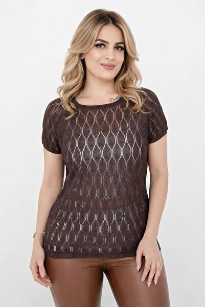 lavella Γυναικεία πλεκτή μπλούζα με κοντά μανίκια 12943 BGL-ST05309